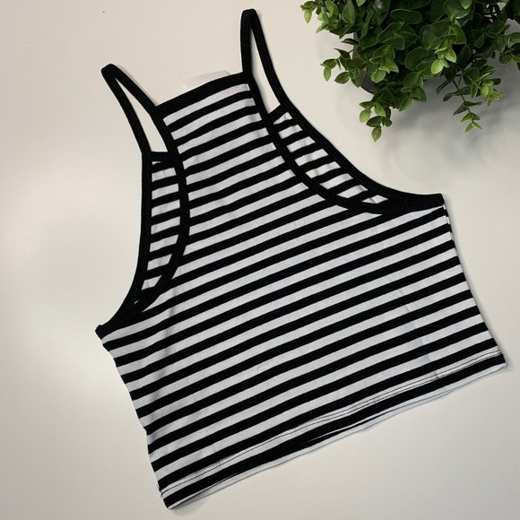 H&M Striped Halter Crop Top NWT - Picture 2 of 4